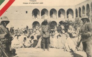 Italian North Africa Libya group of Arab prisoners in Tripoli postcard