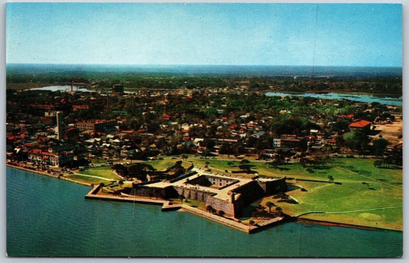 Vtg St Augustine Florida FL Castillo de San Marcos Fort Aerial View Old Postcard