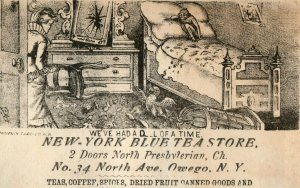 1870's New York Blue Tea Store Engraved Priced on Back Trade Cards #2 P139