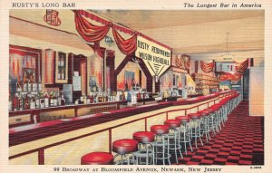 Rusty's Long Bar, Bloomfield Ave., Newark, N.J., Early Linen Postcard, Unused