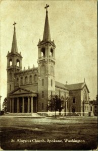 St Aloysius Church Spokane Washington Postcard 1912