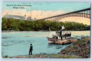 Niagara Falls New York Postcard Maid Mist Landing Steamer Ship c1913 Vintage