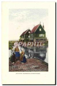 Postcard Old jeugdige Marker Eilandbewoners Children Folklore