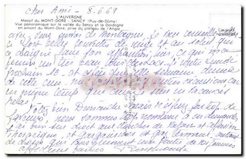 Old Postcard L & # 39Auvergne Mont Dore Sancy
