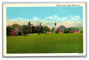 Vintage 1940's Postcard Mercer County Farm Home Water Tower Mercer Pennsylvania