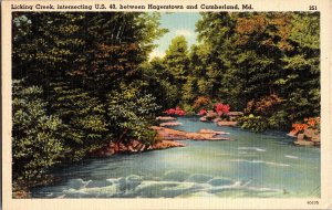 Licking Creek on U.S. 40 Hwy, Hagerstown, Cumberland MD Vintage Postcard N53