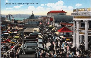 Crowds on the Pike Long Beach California Vintage Postcard C052