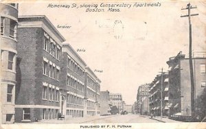 Hemenway St. in Boston, Massachusetts Showing Conservatory Apartments.