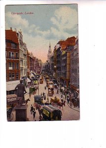 Horsecarts, People, Busy Cheapside, London England