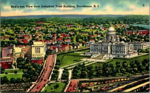 State Capitol From Trust Building Providence RI Rhode Island  Linen Postcard A4