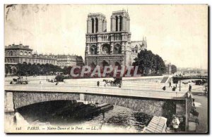 Old Postcard Paris Notre Dame and the Pont