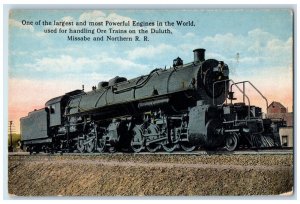 c1910 Powerful Engines Ore Trains Duluth Missabe Northern Railroad Minn Postcard