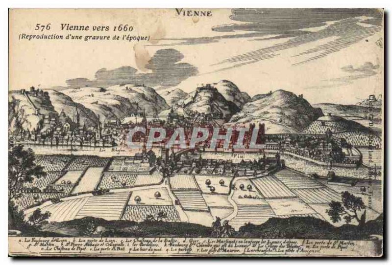 Old Postcard Vienna to reproduction of an engraving of the era