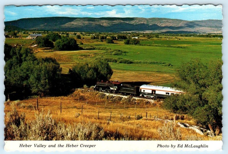 2 Postcards HEBER VALLEY, Utah UT Train HEBER CREEPER Deer Creek Reservoir 4x6