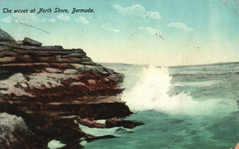 Vintage Postcard The Waves At North Shore Island Watersports Bermuda