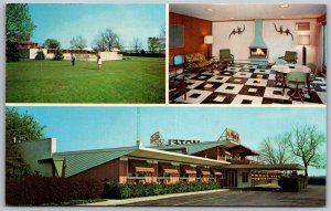 Lima Ohio 1968 Postcard Davis Plaza Motel Lobby Golf Entrance