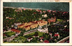 Florida Palm Beach Aerial View Showing Ocean and Palm Springs Hotel 1938