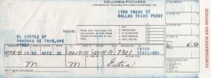 Dennis Hopper Personally Owned Private Cinema Trailers Film Receipt