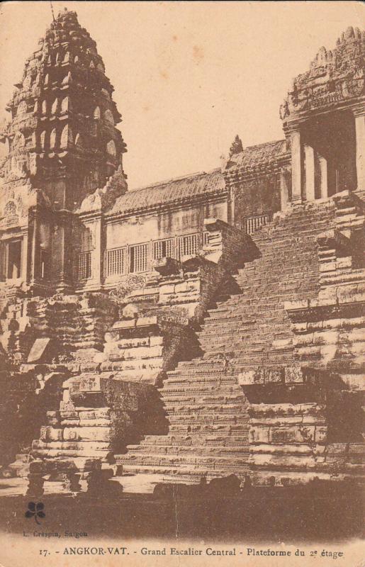 Cambodia temple Angkor Wat early postcard