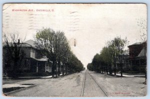 1907 GREENVILLE OHIO MAIN STREET HOUSES TRAIN TROLLEY TRACKS BRENNEMAN POSTCARD