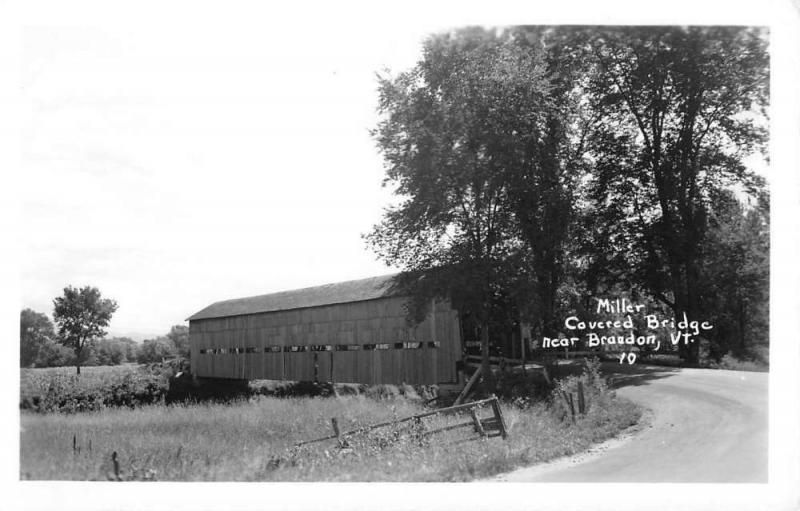 Brandon Vermont Miller Covered Bridge Real Photo Antique Postcard K95318