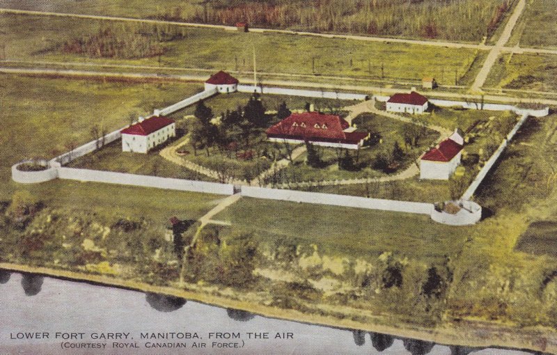 Lower Fort Garry Manitoba Canada Aerial Birds Eye Old Postcard