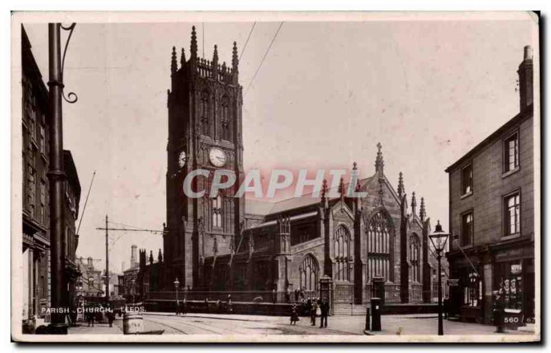 Great Britain Leeds Old Postcard Parish church