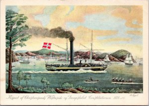 Postcard Norway's First Steamship - Constitutionen - art by A. Appel