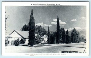 BANNING, California CA ~ Residential Section STREET SCENE c1940s Postcard