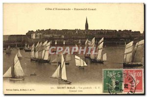 Postcard Old Saint Malo General View Boat
