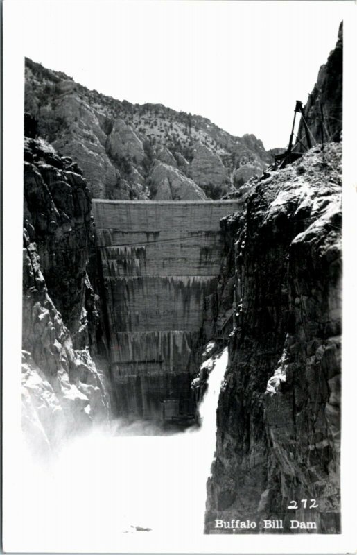 KODAK RPPC Real Photo Postcard WY Buffalo Bill Dam on Shoshone River 1950s K57