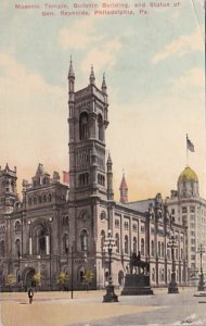 Pennsylvania Philadelphia Masonic Temple Bulletin Building and Statue Of Gene...