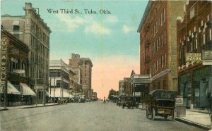 Tulsa Oklahoma West Third Street Kress Automobiles 1914 Postcard 21-7137