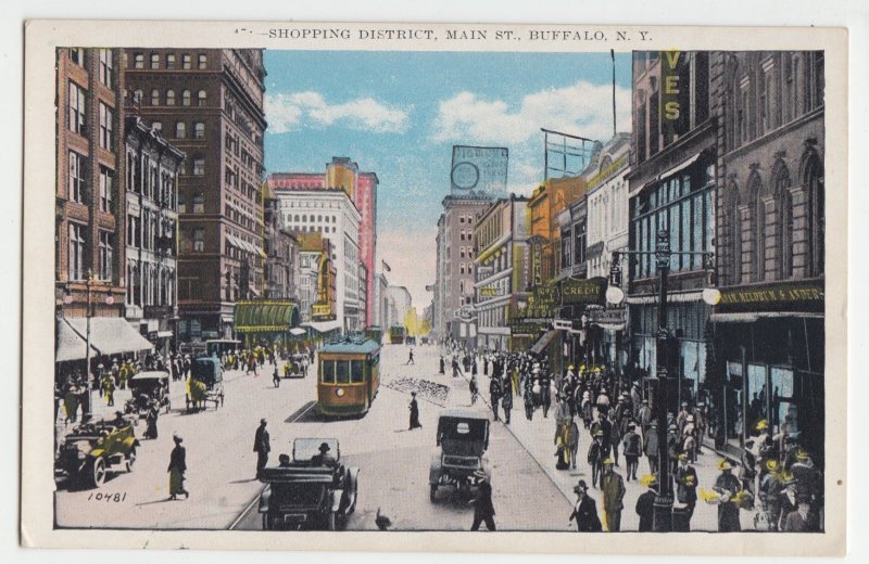 P2567 old very busy postcard shopping district main street buffalo new york