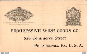 US Postal stationery 1c to Progressive Wire goods Philadelphia