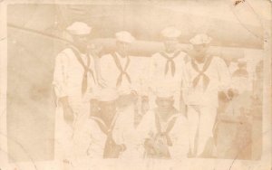 RPPC USS TENNESSEE MILITARY SHIP GROUP OF SAILOR'S REAL PHOTO POSTCARD 1915