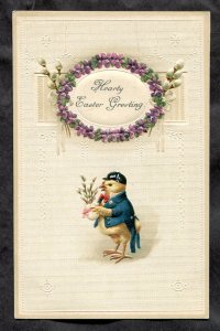 dc437 - EASTER GREETINGS c1907-10 Dressed Chick. Embossed