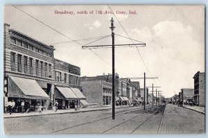 Gary Indiana IN Postcard Broadway North 7th Ave Street Scene Road 1910 Unposted