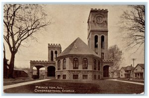 c1910 Congregational Church Chapel Exterior Princeton Illinois Vintage Postcard