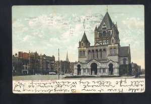 BOSTON MASSACHUSETTS TRINITY CHURCH VINTAGE POSTCARD 1907