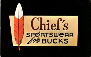 Postcard AL Huntsville Chiefs Sportswear for Bucks Shopping Center 1950s S74