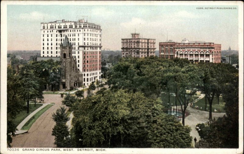 Detroit Michigan MI Grand Circus Park Detroit Pub c1910 Vintage Postcard