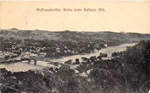 D35/ McConnelsville Malta Ohio Postcard 1915 Kelley's Hill Birdseye Bridge