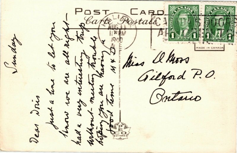 Postcard Nova Scotia Halifax Public Gardens Water Fountain & Statues 1940 K29