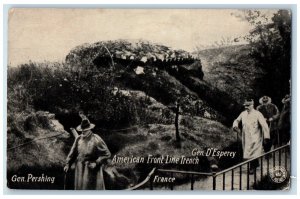 American Front Line Trench WWI Gen. D Esperey & Gen. Pershing France Postcard
