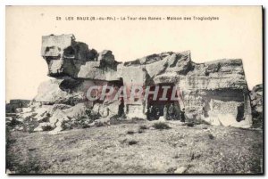 Old Postcard Les Baux B of A tower of Banes House Wrens