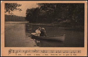 4 pop song postcards: A Man, A Maid, and a Boat, courtship by card