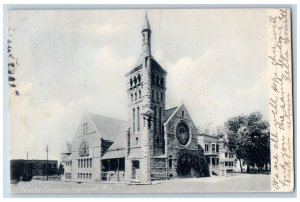 Oshkosh Wisconsin WI Postcard Trinity Church Street View Rotograph 1906 Antique