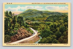 Midland Trail US 60 White Sulphur Gap West Virginia WV Linen Postcard O2