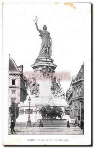 Old Postcard Paris Statue of Lion Republic